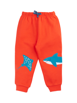 Frugi Kids' Brushback Joggers, Papaya/Sealife