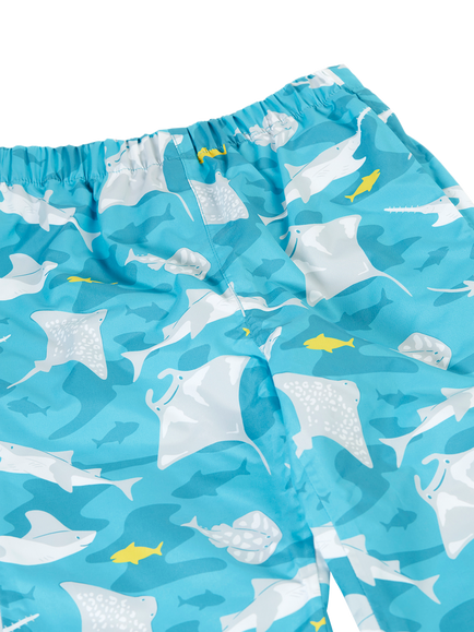 Frugi Kids' Rain Or Shine Ray Waterproof Trousers, Tropical Rays - view 2, Tropical Rays