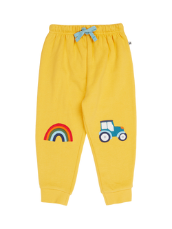 Frugi Kids' Character Crawlers Cotton Pull Up Trousers, Bumblebee/Tractor, Bumblebee/Tractor