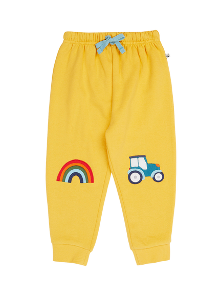 Frugi Kids' Character Crawlers Cotton Pull Up Trousers, Bumblebee/Tractor, Bumblebee/Tractor