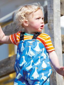 Frugi Kids' Puddle Buster Print Trousers, Cobalt/Multi - view 2, Cobalt/Multi