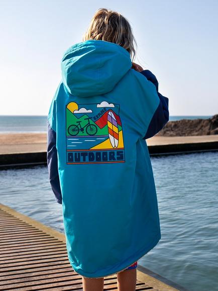 Frugi Kids' Atlantic Waterproof Changing Robe, Multi - view 2, Multi