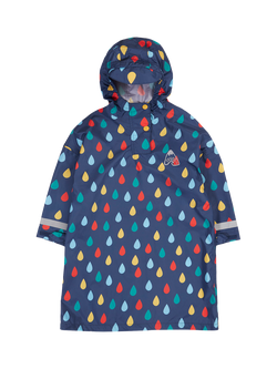 Frugi Kids' Puddle Packaway Poncho, Rainbow Rain, Rainbow Rain