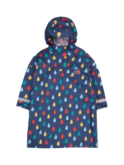 Frugi Kids' Puddle Packaway Poncho, Rainbow Rain, Rainbow Rain