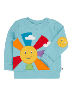 Frugi Kids' Easy On Cotton Applique Sweatshirt, Lichen/Sun