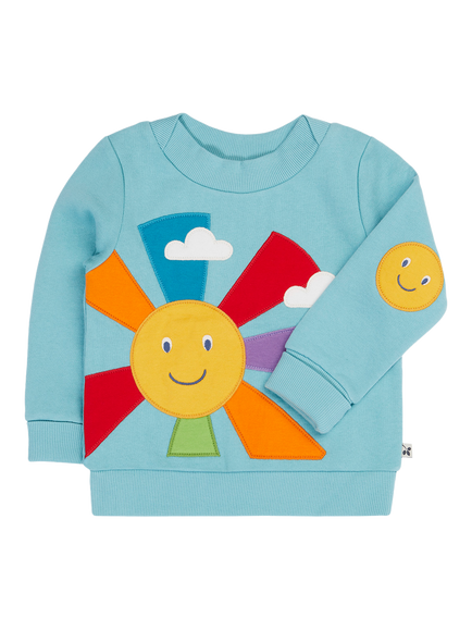 Frugi Kids' Easy On Cotton Applique Sweatshirt, Lichen/Sun