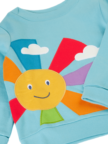 Frugi Kids' Easy On Cotton Applique Sweatshirt - view 2, Lichen/Sun