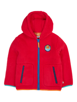 Frugi Kids' Glen Fleece Jacket, True Red/Happy, True Red/Happy