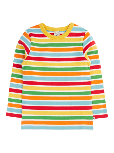 Frugi Kids' Rainbow Rib Long Sleeve Top, Happy Rib Strip, Happy Rib Stripe