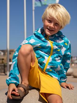 Frugi Kids' Rain Or Shine Ray Waterproof Jacket, Tropical Rays - view 2, Tropical Rays