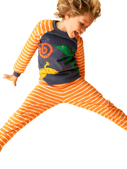 Frugi Kids' Kernow Lizard Pyjamas, Multi - view 2, Multi