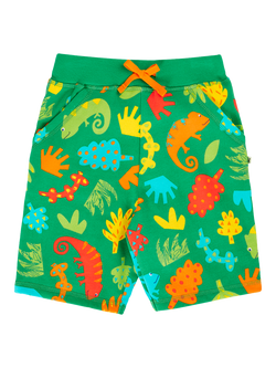 Frugi Kids' Samson Cotton Printed Shorts, Chameleon Camp, Chameleon Camp