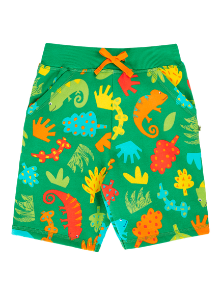 Frugi Kids' Samson Cotton Printed Shorts, Chameleon Camp, Chameleon Camp
