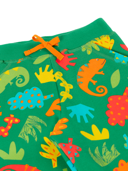 Frugi Kids' Samson Cotton Printed Shorts, Chameleon Camp - view 2, Chameleon Camp