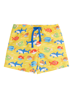 Frugi Kids' Boscastle Board Shorts, Funny Fish, Funny Fish