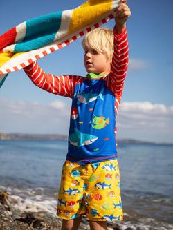 Frugi Kids' Boscastle Board Shorts, Funny Fish - view 2, Funny Fish