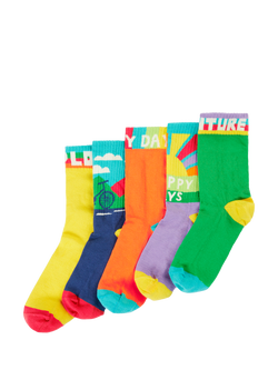 Frugi Kids' Sunnie Socks, Pack of 5, Multi, Multi