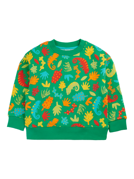 Frugi Kids' Superb Cotton Fleece Sweatshirt, Chameleon Camp, Chameleon Camp