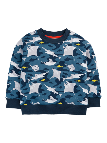Frugi Kids' Superb Cotton Fleece Sweatshirt, Ray Fever, Ray Fever