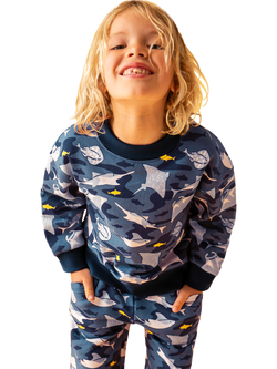 Frugi Kids' Superb Cotton Fleece Sweatshirt, Ray Fever - view 2, Ray Fever