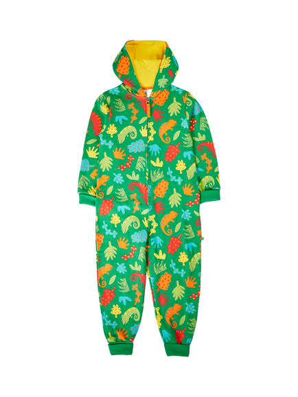 Frugi Kids' Cotton Big Snuggle Suit, Chameleon Camp, Chameleon Camp