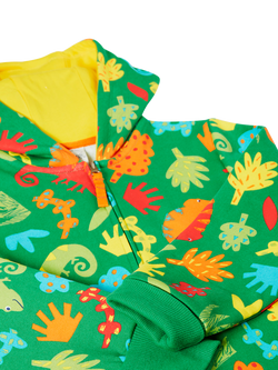 Frugi Kids' Cotton Big Snuggle Suit, Chameleon Camp - view 2, Chameleon Camp