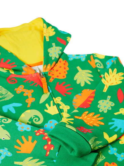 Frugi Kids' Cotton Big Snuggle Suit, Chameleon Camp - view 2, Chameleon Camp