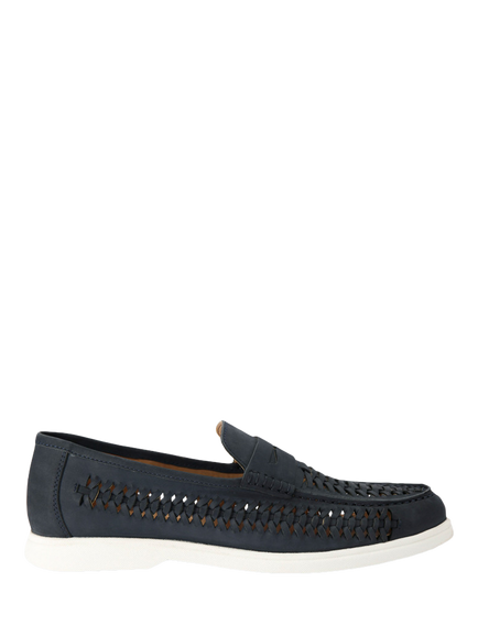 KG Kurt Geiger Sully Weave Slip-On Nubuck Loafers, Navy, Navy