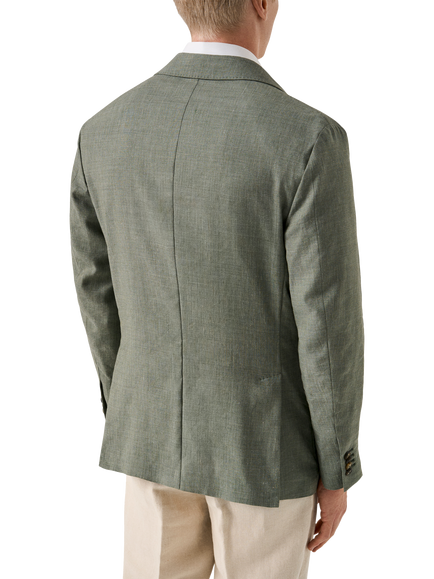 Eton Linen & Wool Blend Soft Jacket, Green - view 2, Green