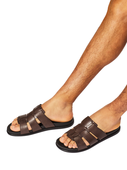 KG Kurt Geiger Naples Leather Footbed Sandals, Brown - view 2, Brown