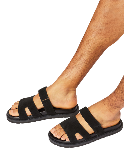 KG Kurt Geiger Palermo Suede Footbed Sandals, Black - view 2, Black
