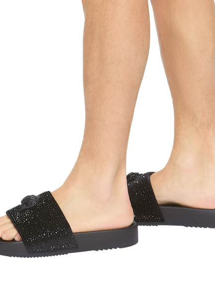 Kurt Geiger London Brockwell Embellished Slider Sandals, Black - view 2, Black