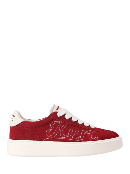 Kurt Geiger London Albion Suede Lace Up Trainers, Red Bright