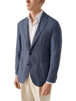 Eton Linen & Wool Blend Soft Jacket, Blue, Blue
