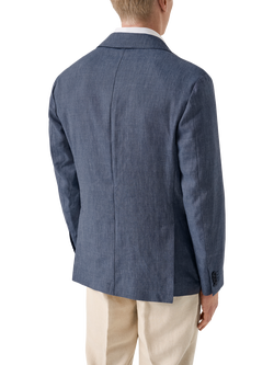 Eton Linen & Wool Blend Soft Jacket, Blue - view 2, Blue