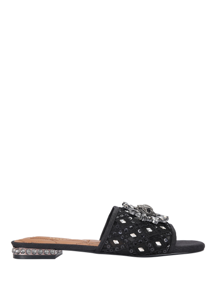 Kurt Geiger London Chelsea C Embellished Slider Sandals, Black, Black