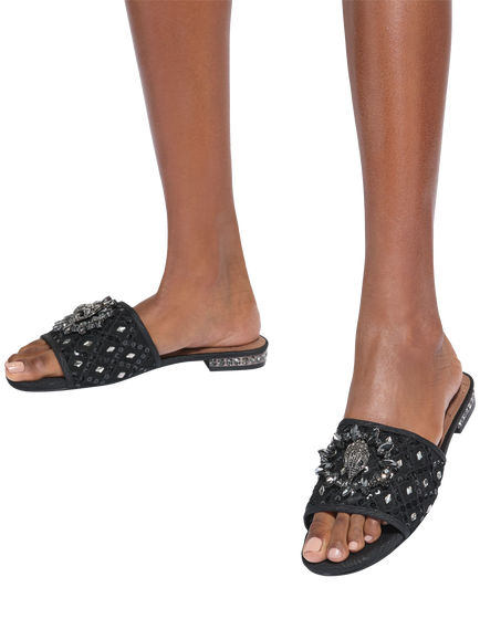 Kurt Geiger London Chelsea C Embellished Slider Sandals, Black - view 2, Black