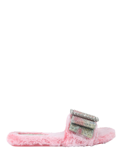 Kurt Geiger London Cosy Bow Embellished Slider Sandals, Pink/Multi, Pink/Multi