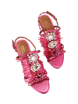 Kurt Geiger London Jewel Fringe Stiletto Heel Sandals, Fuchsia, Fuchsia