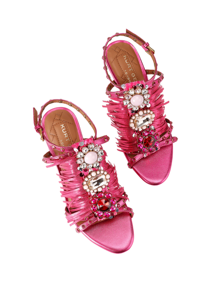 Kurt Geiger London Jewel Fringe Stiletto Heel Sandals, Fuchsia, Fuchsia