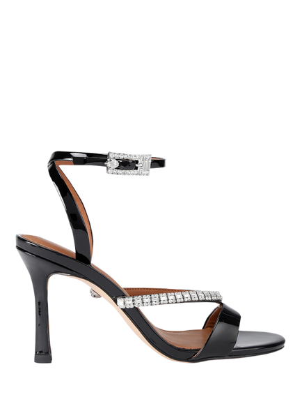 Kurt Geiger London Crystal Strap Stiletto Heel Patent Leather Sandals, Red Wine, Red Wine