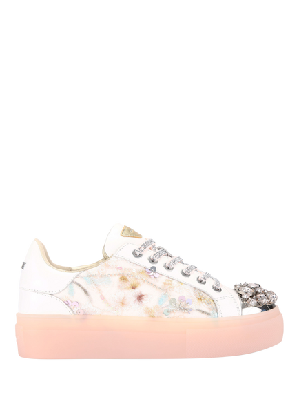 Kurt Geiger London Crystal Toe Cap Cupsole Trainers, White/Multi, White/Multi