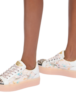 Kurt Geiger London Crystal Toe Cap Cupsole Trainers, White/Multi - view 2, White/Multi