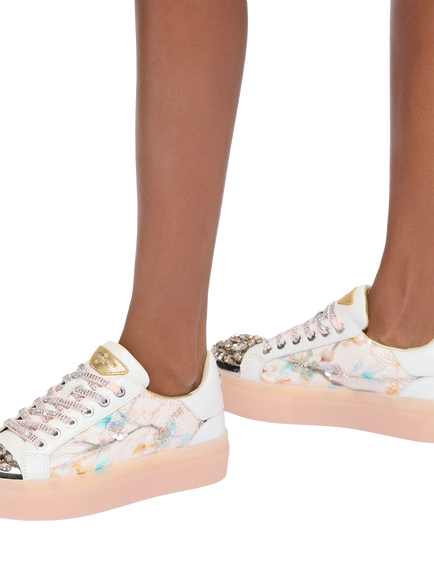 Kurt Geiger London Crystal Toe Cap Cupsole Trainers, White/Multi - view 2, White/Multi