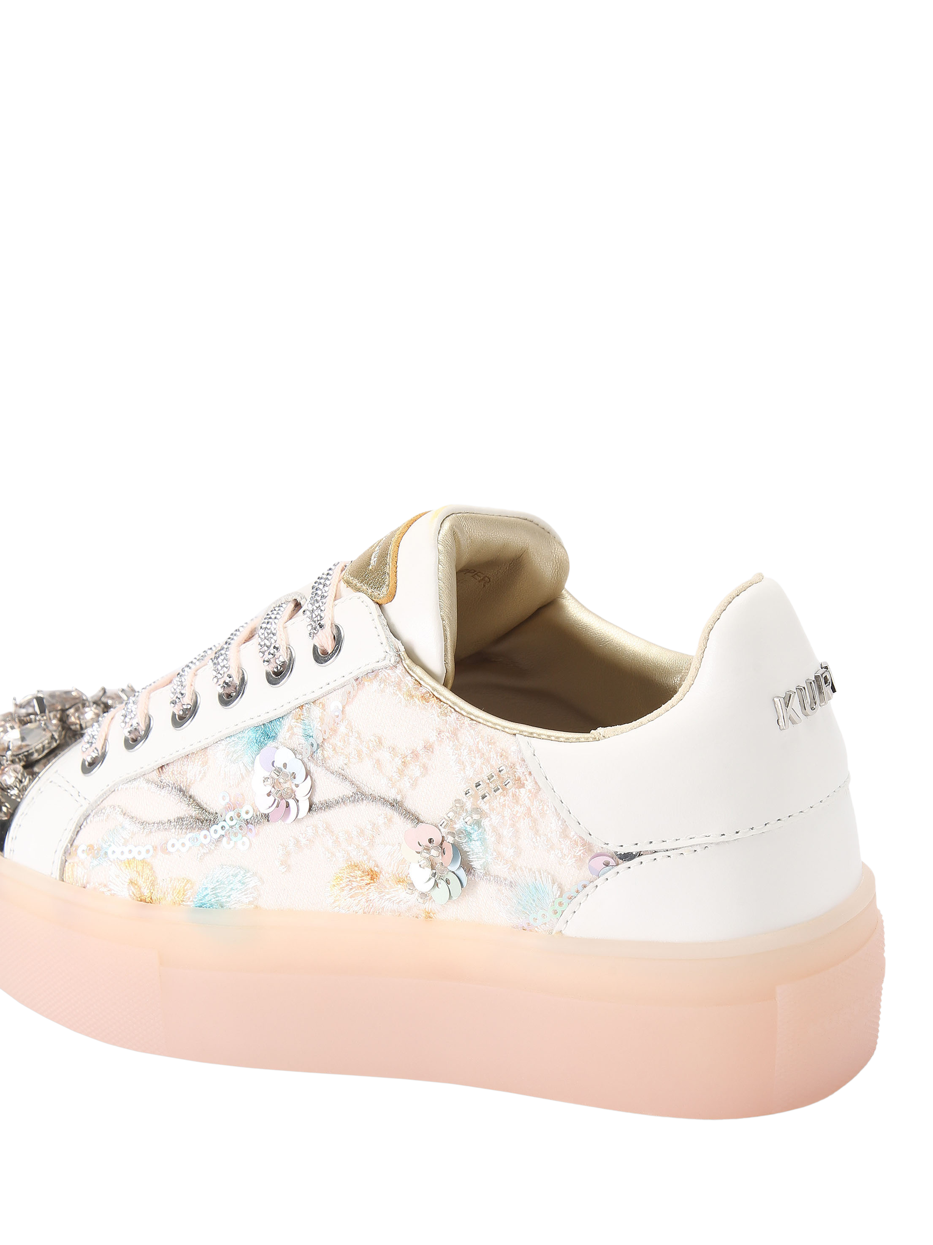 Product image 4 of 5, which shows Kurt Geiger London Crystal Toe Cap Cupsole Trainers, White/Multi, 3