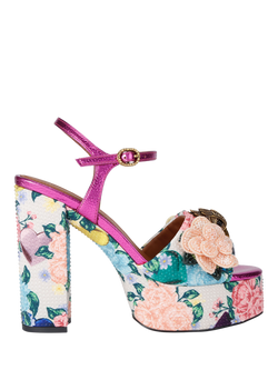 Kurt Geiger London Kensington Platform Floral Embellished Sandals, Multi, Multi