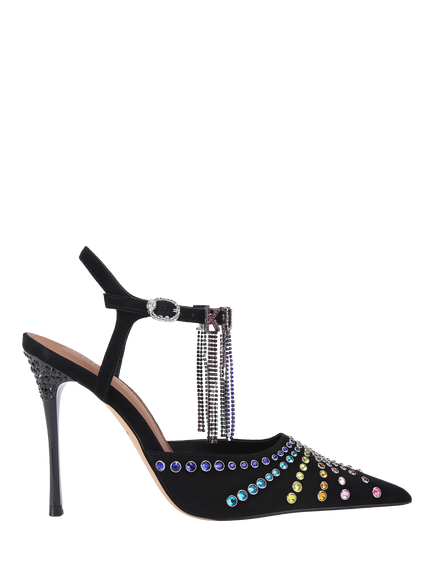 Kurt Geiger London Crystal Point Embellished Stiletto Heel Sandals, Black/Multi, Black/Multi