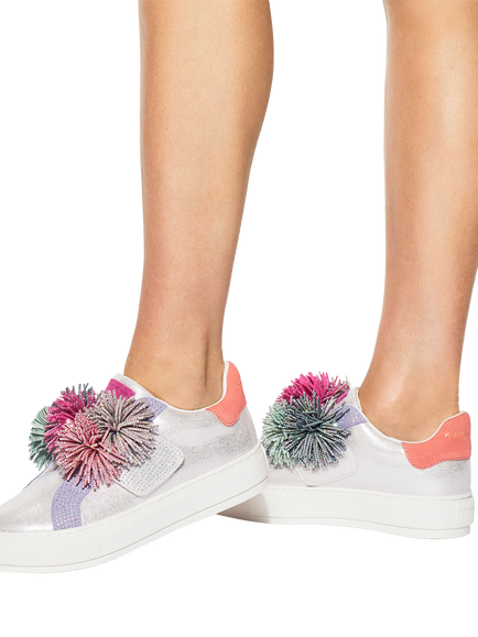 Kurt Geiger London Laney Pom Pom Embellished Trainers, Multi Multi - view 2, Multi Multi