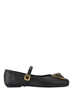 Kurt Geiger London Pimlico Leather Ballerina Pumps, Black, Black