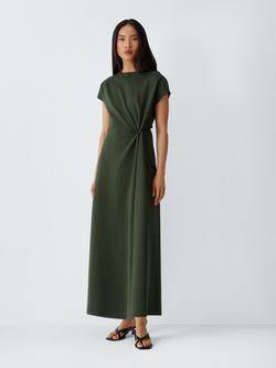 John Lewis Twist Jersey Cap Sleeve Midi Dress, Black, Khaki